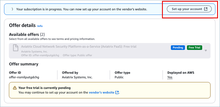 set up your account button