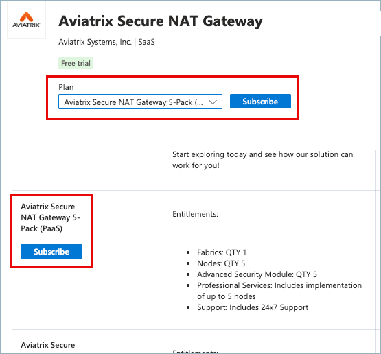 azure marketplace page