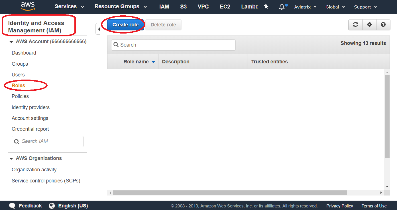 create role in aws
