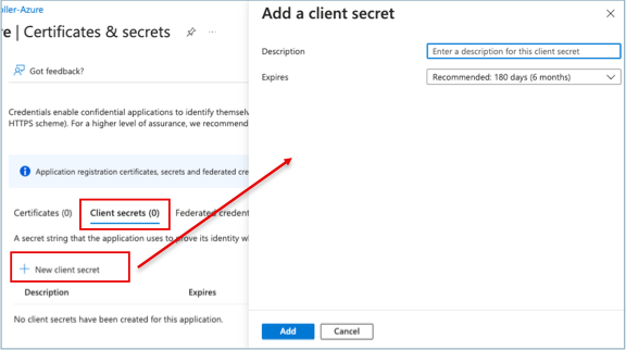 client secrets tab