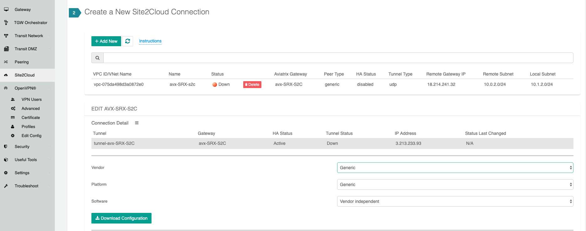 Aviatrix Gateway to Juniper SRX :: Documentation