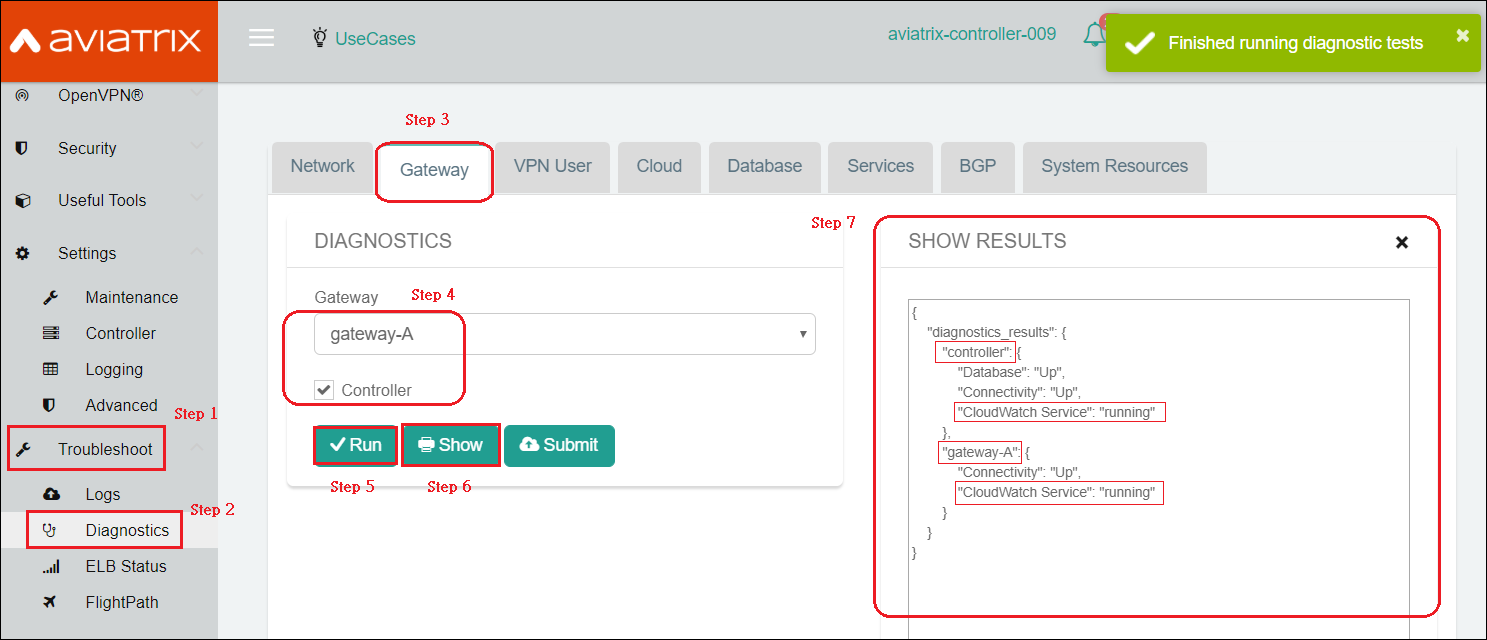 "view service status